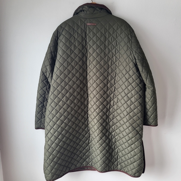 Ralph Lauren Olive Green With Brown Corduroy Long Quilted Jacket Size 2X - Picture 3 of 13